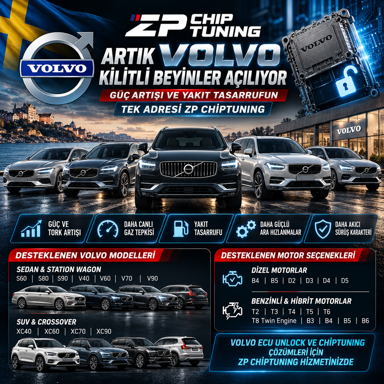 Volvo kullanıcıları için önemli bir yenilik! Kilitli Volvo ECU’lar için Unlock işlemleri artık ZP Chiptuning’de uygulanabiliyor.